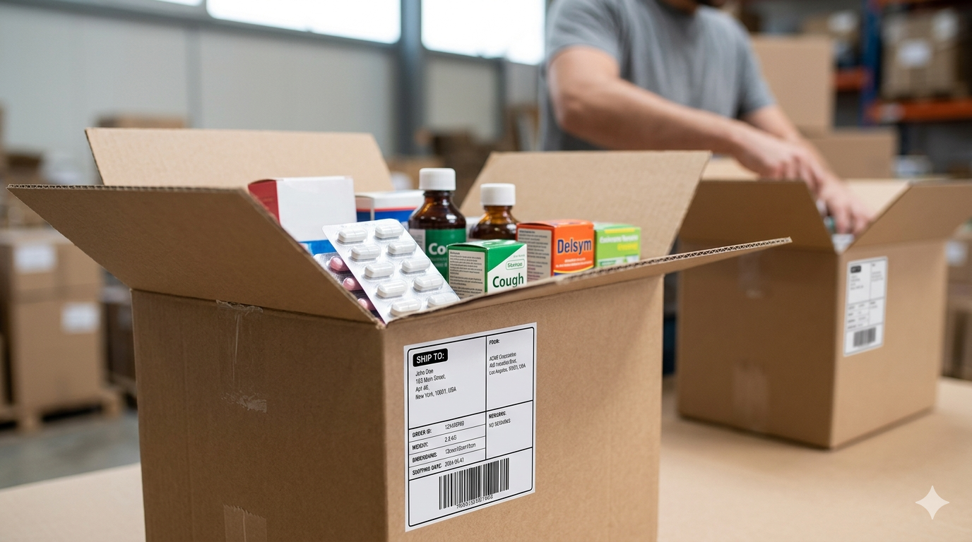OTC wellness box packed and ready for shipping